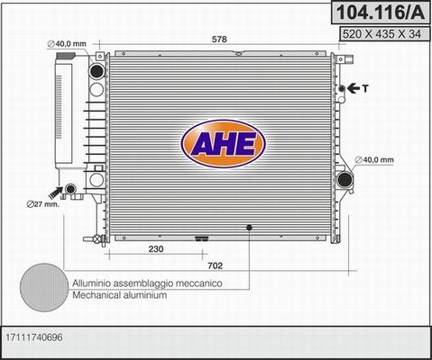 AHE 104.116/A - Radiatore, Raffreddamento motore autozon.pro