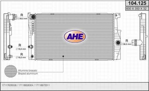 AHE 104.125 - Radiatore, Raffreddamento motore autozon.pro