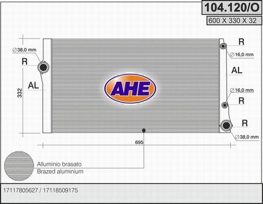 AHE 104.120/O - Radiatore, Raffreddamento motore autozon.pro