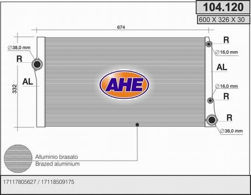 AHE 104.120 - Radiatore, Raffreddamento motore autozon.pro