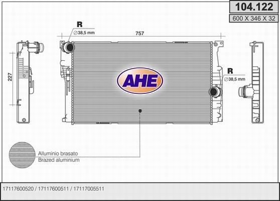 AHE 104.122 - Radiatore, Raffreddamento motore autozon.pro