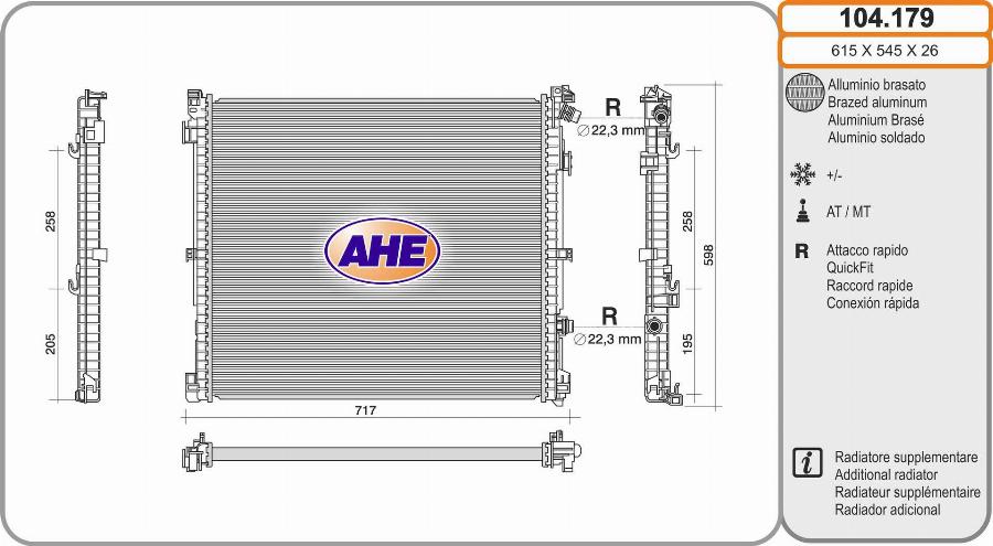 AHE 104.179 - Radiatore, Raffreddamento motore autozon.pro