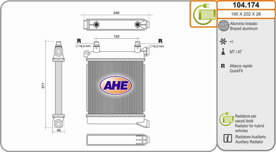 AHE 104.174 - Radiatore, Raffreddamento motore autozon.pro