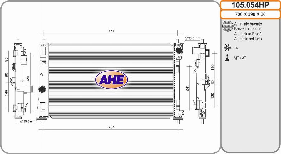 AHE 105.054HP - Radiatore, Raffreddamento motore autozon.pro