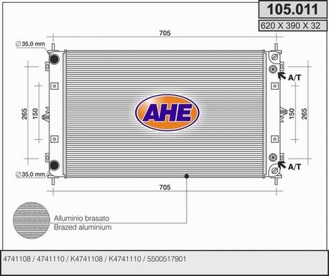 AHE 105.011 - Radiatore, Raffreddamento motore autozon.pro