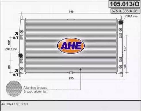 AHE 105.013/O - Radiatore, Raffreddamento motore autozon.pro