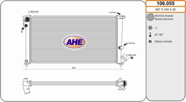 AHE 106.055 - Radiatore, Raffreddamento motore autozon.pro