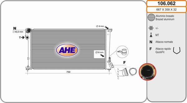 AHE 106.062 - Radiatore, Raffreddamento motore autozon.pro