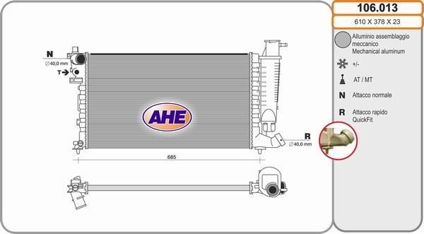 AHE 106.013 - Radiatore, Raffreddamento motore autozon.pro