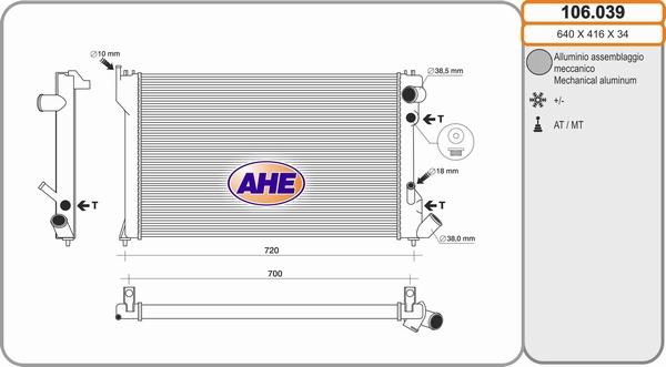 AHE 106.039 - Radiatore, Raffreddamento motore autozon.pro