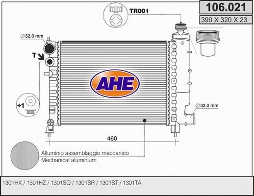 AHE 106.021 - Radiatore, Raffreddamento motore autozon.pro