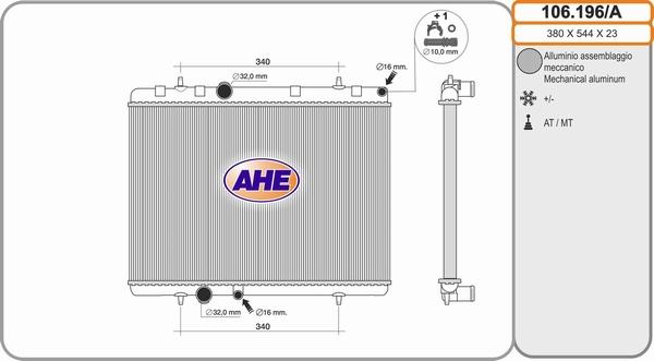 AHE 106.196/A - Radiatore, Raffreddamento motore autozon.pro