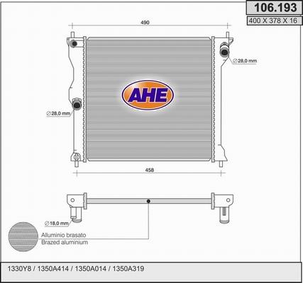 AHE 106.193 - Radiatore, Raffreddamento motore autozon.pro