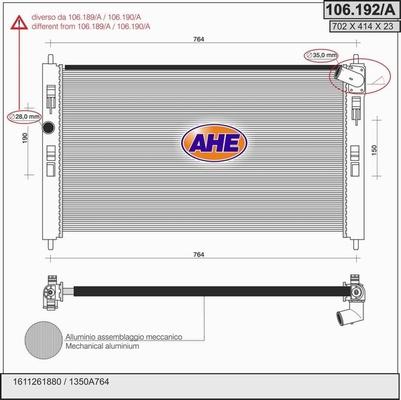 AHE 106.192/A - Radiatore, Raffreddamento motore autozon.pro