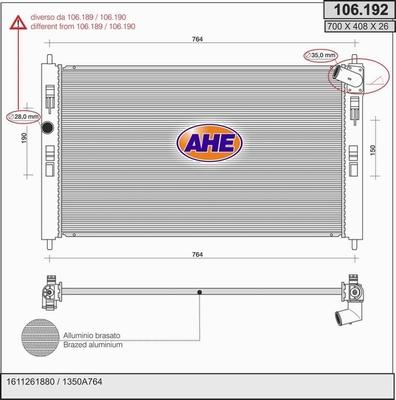 AHE 106.192 - Radiatore, Raffreddamento motore autozon.pro