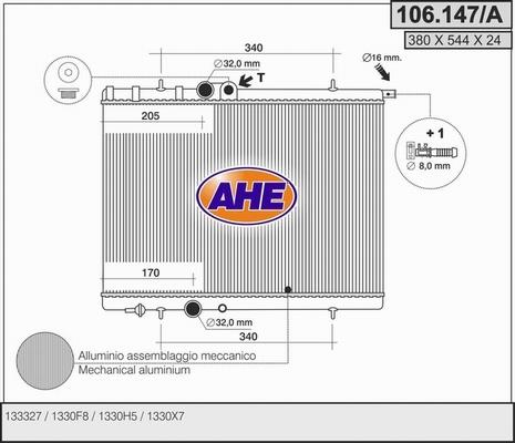 AHE 106.147/A - Radiatore, Raffreddamento motore autozon.pro