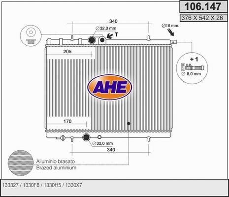 AHE 106.147 - Radiatore, Raffreddamento motore autozon.pro