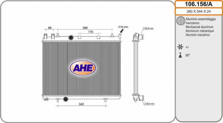 AHE 106.156/A - Radiatore, Raffreddamento motore autozon.pro