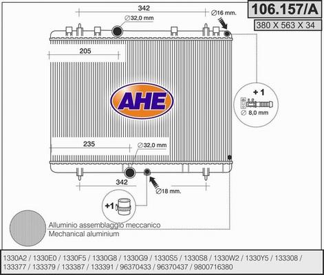 AHE 106.157/A - Radiatore, Raffreddamento motore autozon.pro