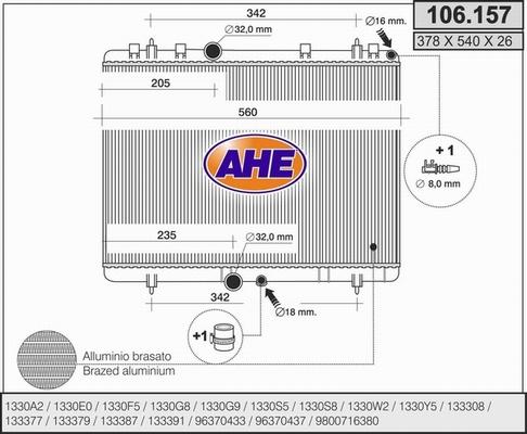 AHE 106.157 - Radiatore, Raffreddamento motore autozon.pro