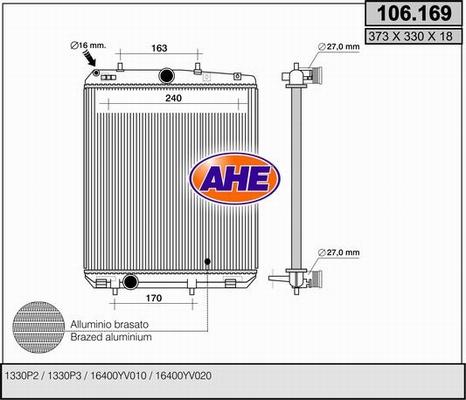 AHE 106.169 - Radiatore, Raffreddamento motore autozon.pro