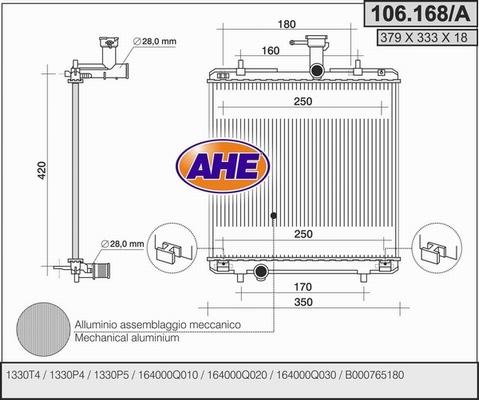 AHE 106.168/A - Radiatore, Raffreddamento motore autozon.pro