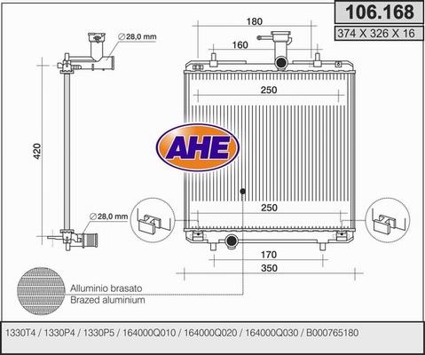 AHE 106.168 - Radiatore, Raffreddamento motore autozon.pro