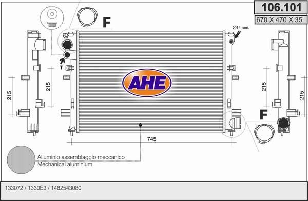 AHE 106.101 - Radiatore, Raffreddamento motore autozon.pro