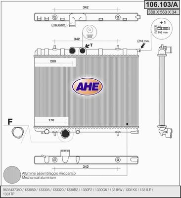 AHE 106.103/A - Radiatore, Raffreddamento motore autozon.pro