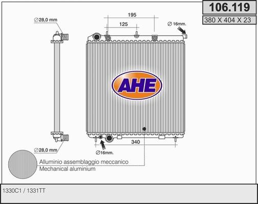 AHE 106.119 - Radiatore, Raffreddamento motore autozon.pro