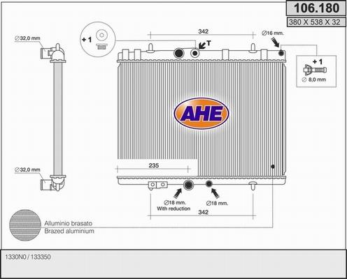 AHE 106.180 - Radiatore, Raffreddamento motore autozon.pro