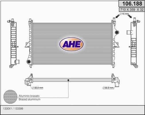 AHE 106.188 - Radiatore, Raffreddamento motore autozon.pro