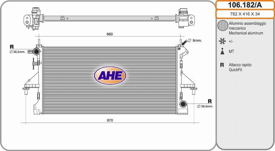 AHE 106.182/A - Radiatore, Raffreddamento motore autozon.pro