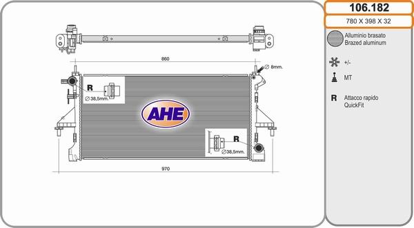 AHE 106.182 - Radiatore, Raffreddamento motore autozon.pro