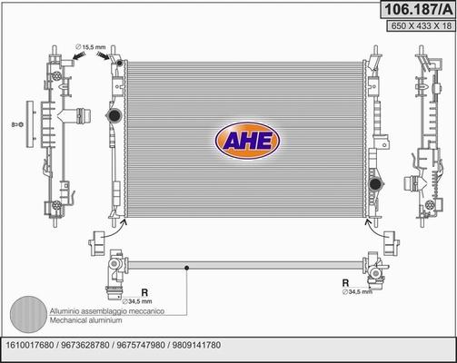 AHE 106.187/A - Radiatore, Raffreddamento motore autozon.pro