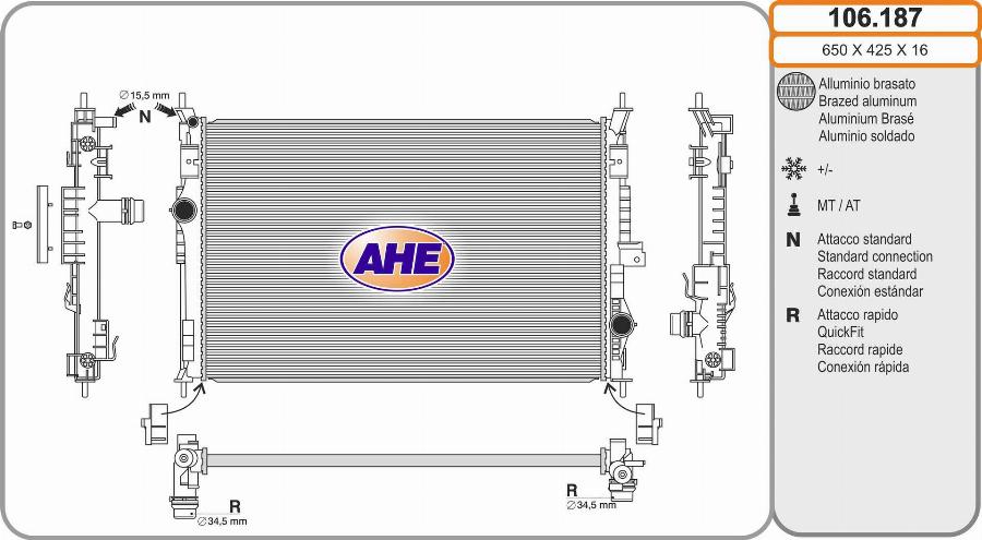 AHE 106.187 - Radiatore, Raffreddamento motore autozon.pro