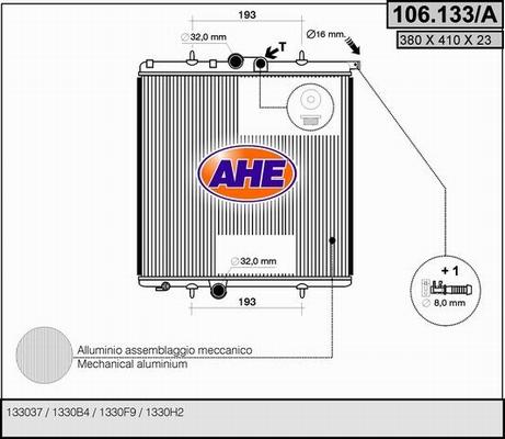 AHE 106.133/A - Radiatore, Raffreddamento motore autozon.pro