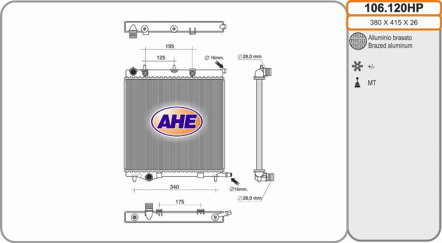 AHE 106.120HP - Radiatore, Raffreddamento motore autozon.pro