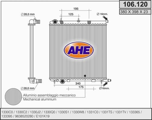 AHE 106.120 - Radiatore, Raffreddamento motore autozon.pro