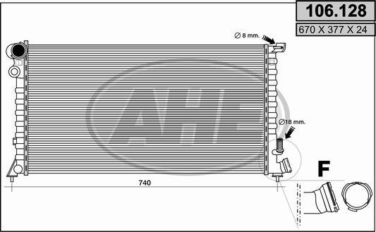 AHE 106.128 - Radiatore, Raffreddamento motore autozon.pro