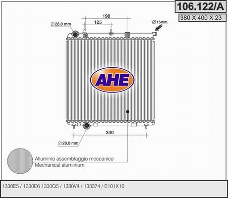 AHE 106.122/A - Radiatore, Raffreddamento motore autozon.pro