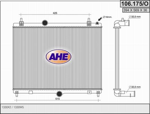 AHE 106.175/O - Radiatore, Raffreddamento motore autozon.pro