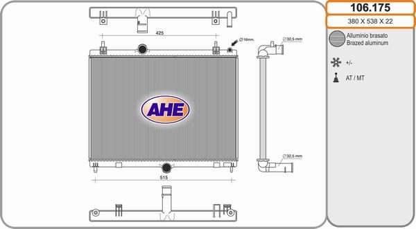 AHE 106.175 - Radiatore, Raffreddamento motore autozon.pro