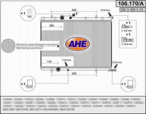 AHE 106.170/A - Radiatore, Raffreddamento motore autozon.pro