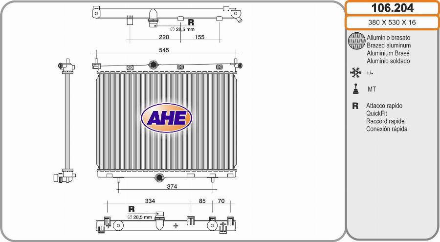 AHE 106.204 - Radiatore, Raffreddamento motore autozon.pro