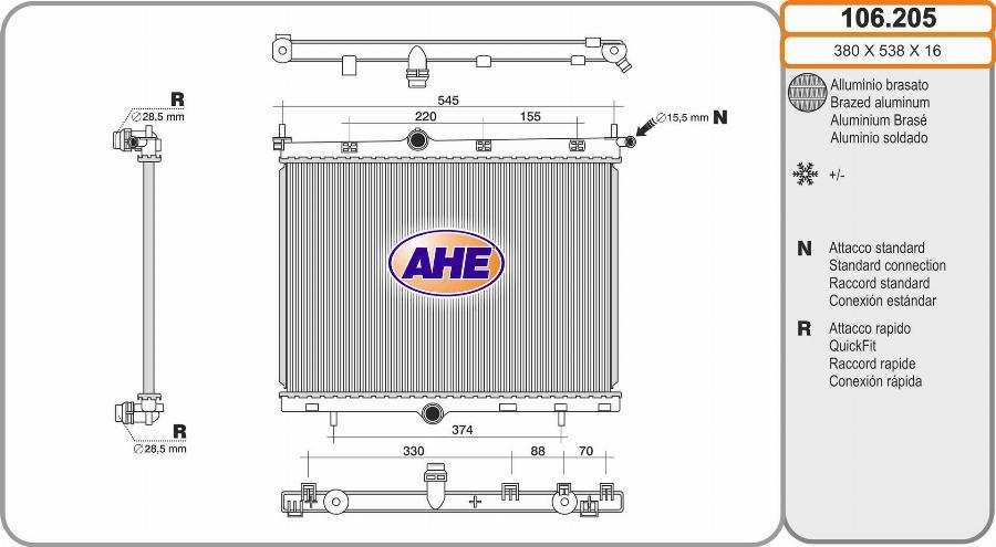 AHE 106.205 - Radiatore, Raffreddamento motore autozon.pro