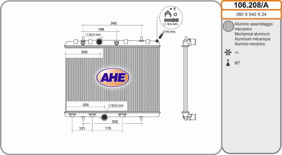 AHE 106.208/A - Radiatore, Raffreddamento motore autozon.pro