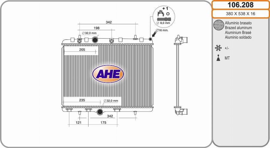 AHE 106.208 - Radiatore, Raffreddamento motore autozon.pro