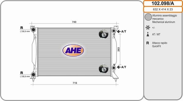 AHE 102.098/A - Radiatore, Raffreddamento motore autozon.pro