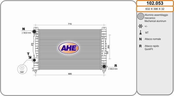 AHE 102.053 - Radiatore, Raffreddamento motore autozon.pro